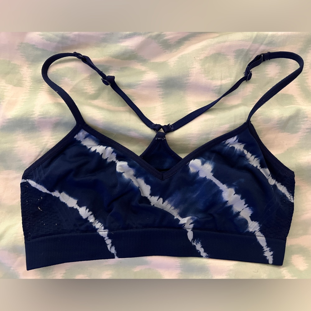 Victorias Secret PINK Unlined Racerback Lounge Yoga Bralette Bra Small Dark Blue